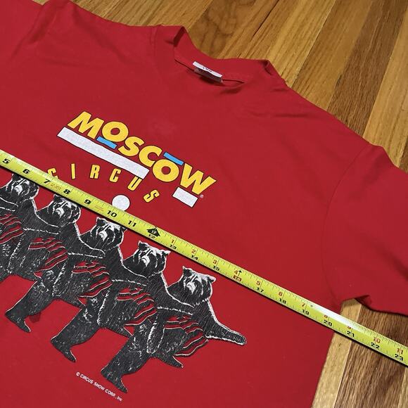 Moscow Circus Vintage 80s Red Single Stitch T-Shirt Size Large USA Made Hanes - Picture 4 of 10